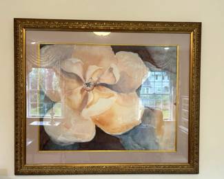 #55	Watercolor of Flower signed by Evelyn Wright in Gold Frame - 39x32	 $100.00 
