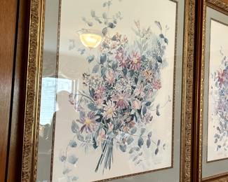 #65	Evelyn Wright Prints - 118/750 31x40 of Floral Bouquets - Framed in Gold Frame	 $60.00 
