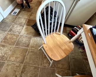#85	White Painted Wood Table w/oak Top w/2 chairs	 $50.00 
