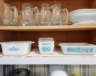 Vintage Pyrex and Corning Ware. 