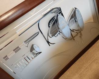 Large fun 'shadow' glass Vintage Car Framed Picture - Light it up from behind or put a colored material or paper on the back. 