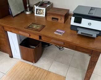Solid Oak Library Table with Drawer, $380
