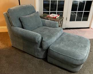 Cozy Teal Corduroy Chair & Ottoman. $800