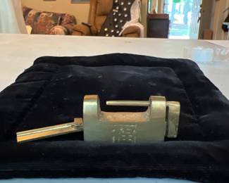 Antique brass Chinese lock with key. Fully functional