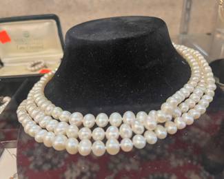 Pearl triple strand necklace
