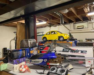 Large scale "toys" in several rooms,  Check out this large RC VW.  Plenty more cars to choose from.