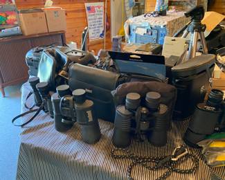 Nice selection of binoculars and cameras