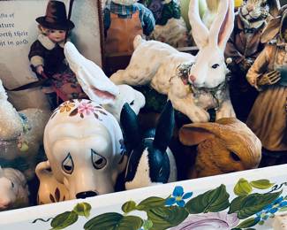 Rabbits, vintage animal decor.