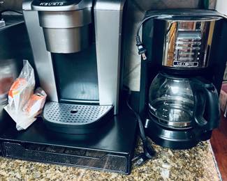 Keurig in new condition with coffee pod storage.  New Mr. Coffee maker.