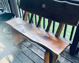 Rustic hand made bench.