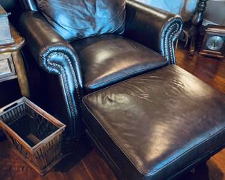 Leather chair and ottoman.