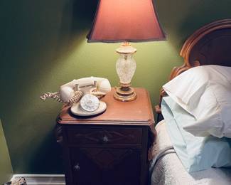 Vintage telephone and antique side table.  