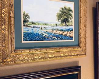 Lovely original artwork.  Texas artist.  Bluebonnets. 