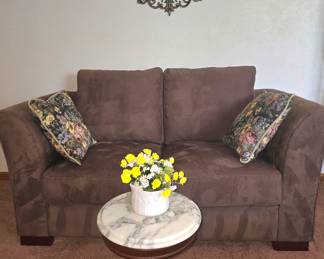 Love seat , antique accent marble table