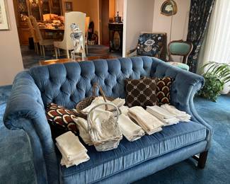 Velveteen Blue Love seat