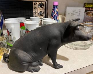 Cast iron pig bank/doorstop