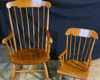 Two Nichols Stone Maple Rocking Chairs 