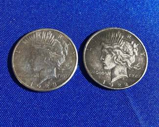 Two Peace Dollars 