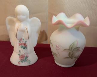 Fenton Lotus Mist Vase and Praying Angel 