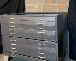  05 Hamilton 10 Drawer Metal Flat File Cabinet 