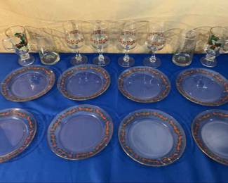 Christmas Holly Berry Plates and Glasses