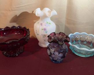  04 Fenton Mullberry Vase and Others