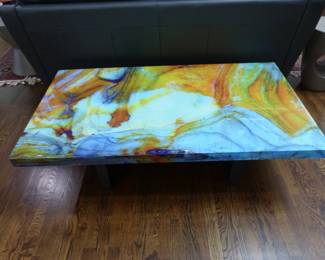 Contemporary swirl painted coffee table