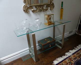 Chrome & glass console table