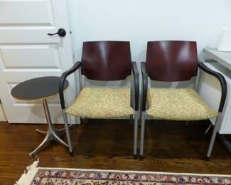 Pair of chairs, round side table