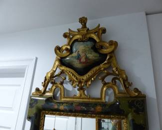 Ornate hand painted antique mirror