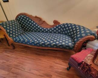 1800s Eastlake Victorian Oak Antique Fainting Couch. Fabulous!!
