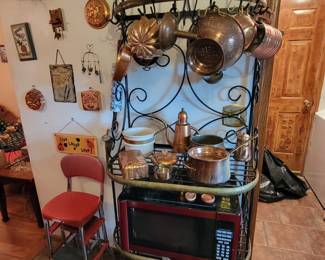 Wrought iron and copper bakers rack! Beautiful!! All one piece 7 feet by 28 inches. 