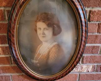 Antique Oval picture and frame.