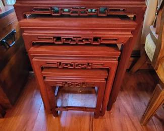 Set of Four Rosewood Nesting Tables, China, Midcentury. Beautiful condition!