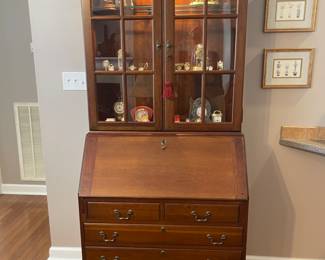 Jasper Cabinet co cherry secretary/slant front desk with display space