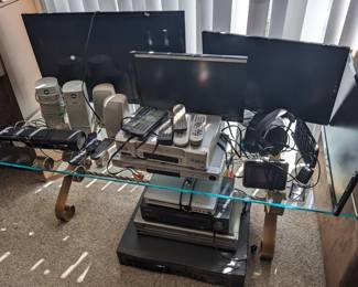 Televisions, Computer Monitors, VHS & DVD players, Speakers and more!