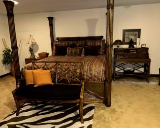 LaneVenture King poster bed, desk and Lane Excursions bench