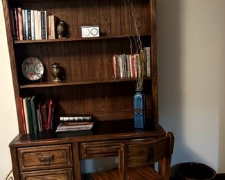 desk with bookcase and chair
