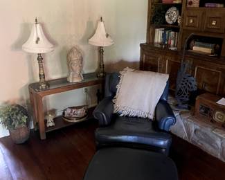 Century leather chair and ottoman