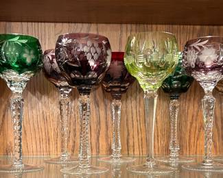 Vintage - Cut-Crystal Multi-Color Wine Glasses