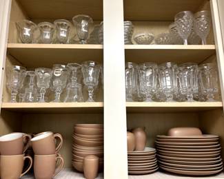 Sold. Noritake Colorwave Suede stoneware. , Fostoria Virginia glassware, Fostoria glassware