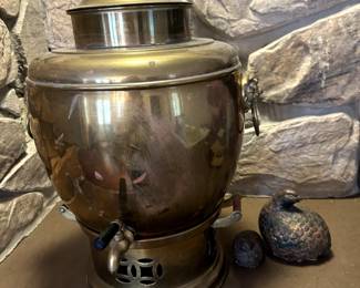large brass coffee urn