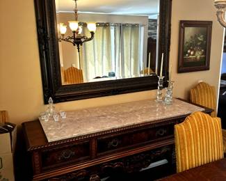 cabinet, mirror, and art