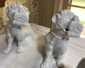 Herend White Foo Dogs