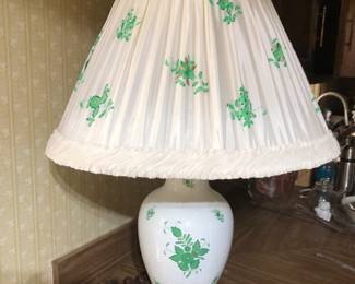 Herend Chinese Bouquet Green pair of lamps