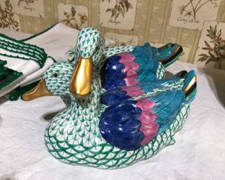 Large Herend pair of ducks