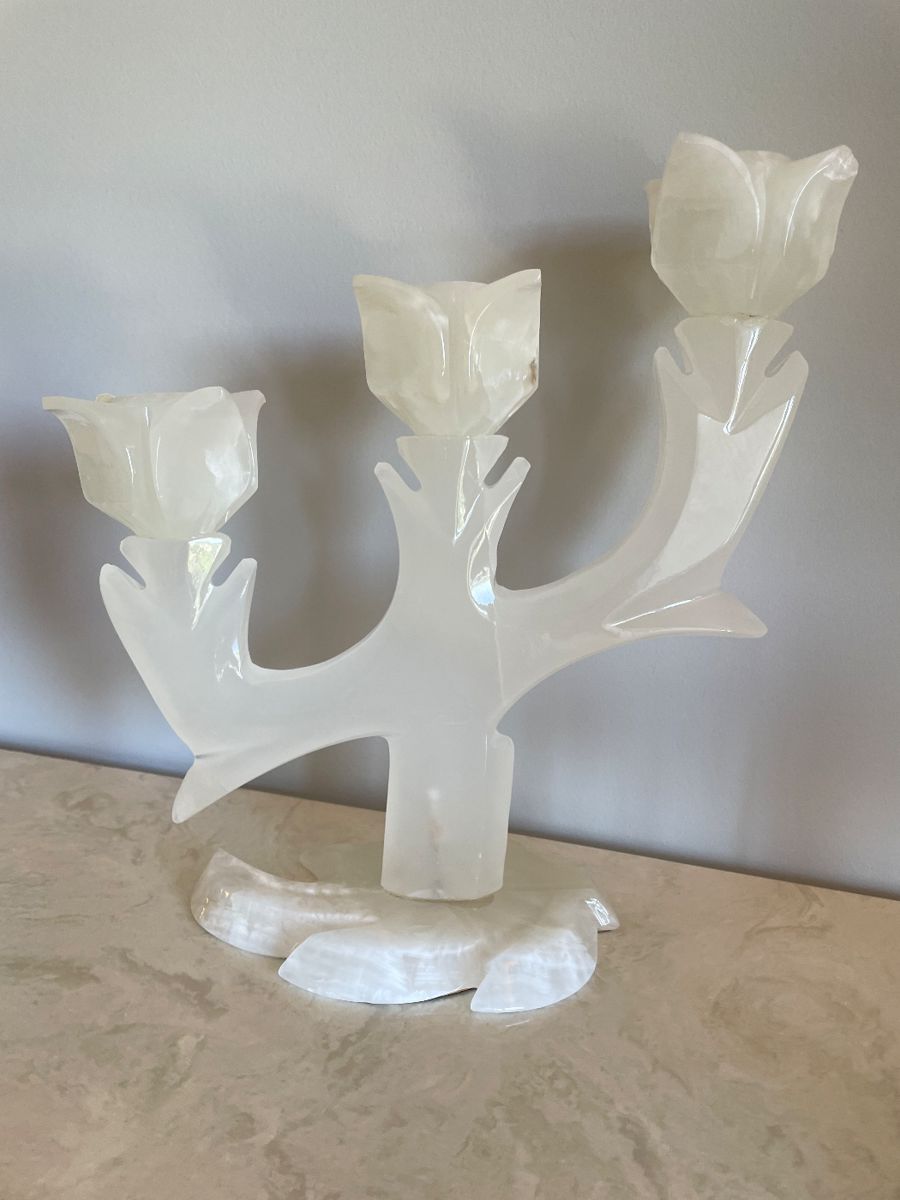 Marble Alabaster candelabra, 10"W x 10.5"H,  was $45,NOW $32