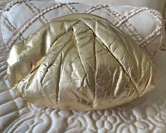 Gold leather clutch w/strap, was $24, NOW $14