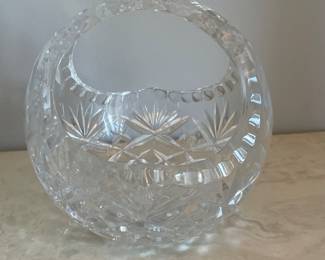 Crystal bowl w/handle,  6" x 6",  was $16, NOW $8