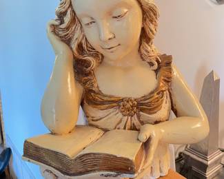 Vintage bust of girl reading a book,  19"H x 15"W x 13"D,  was $99, NOW $58